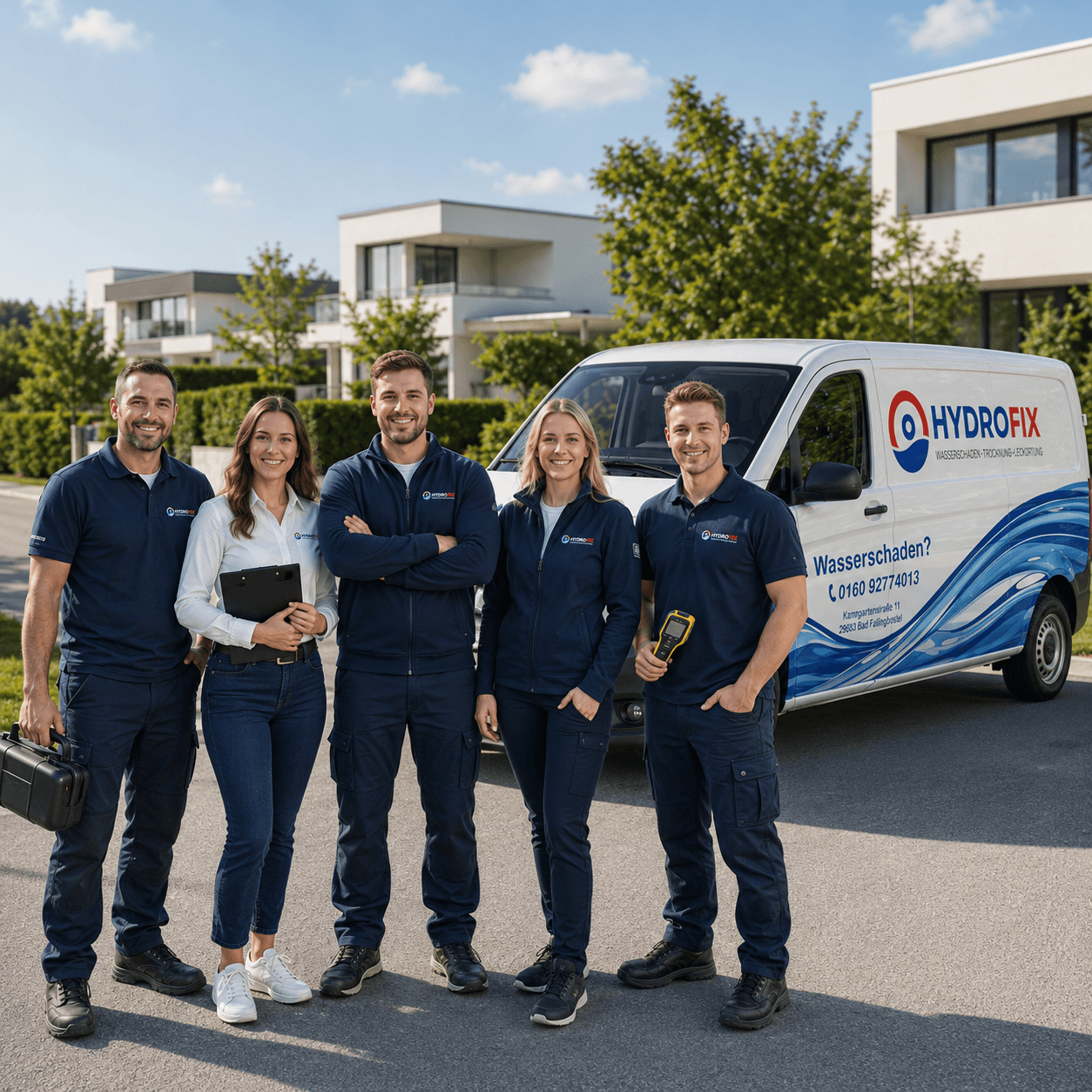 Hydrofix Team und Servicefahrzeug