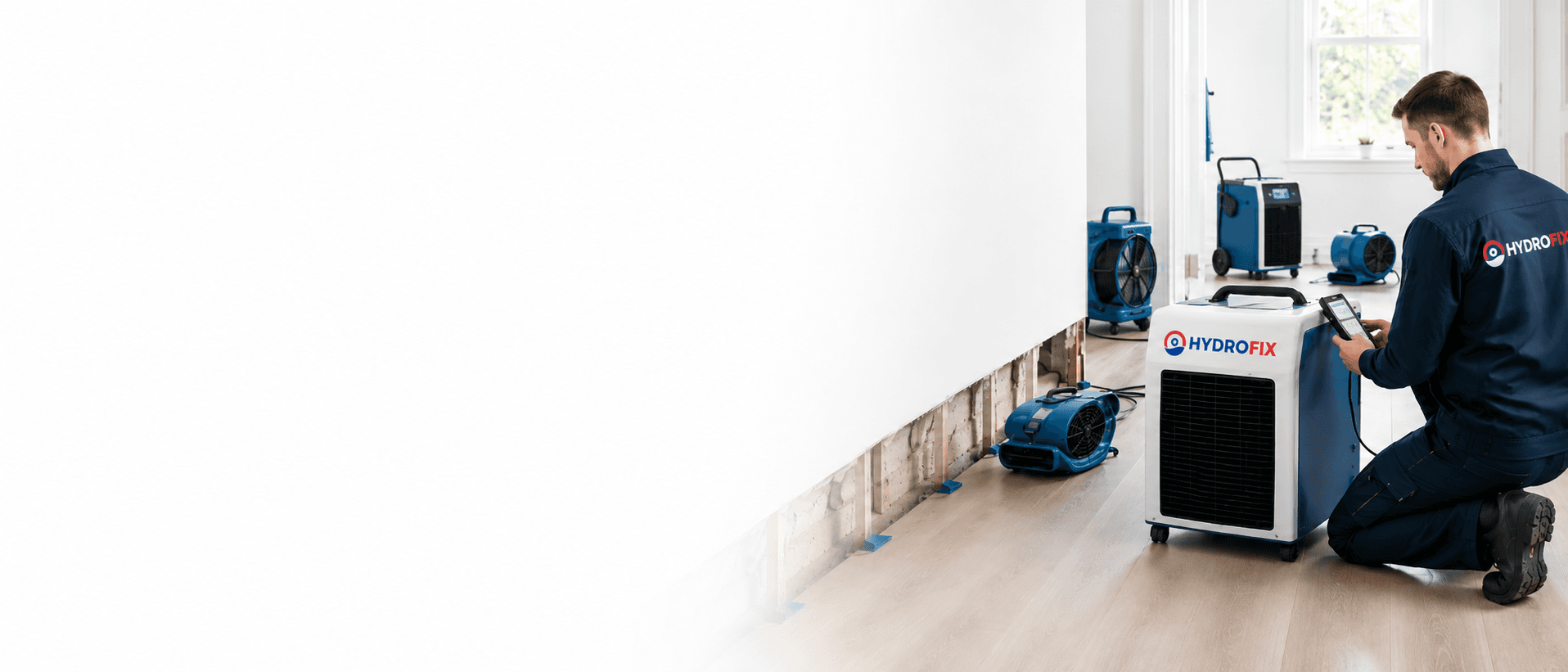 Bautrocknung durch Hydrofix nach einem Wasserschaden