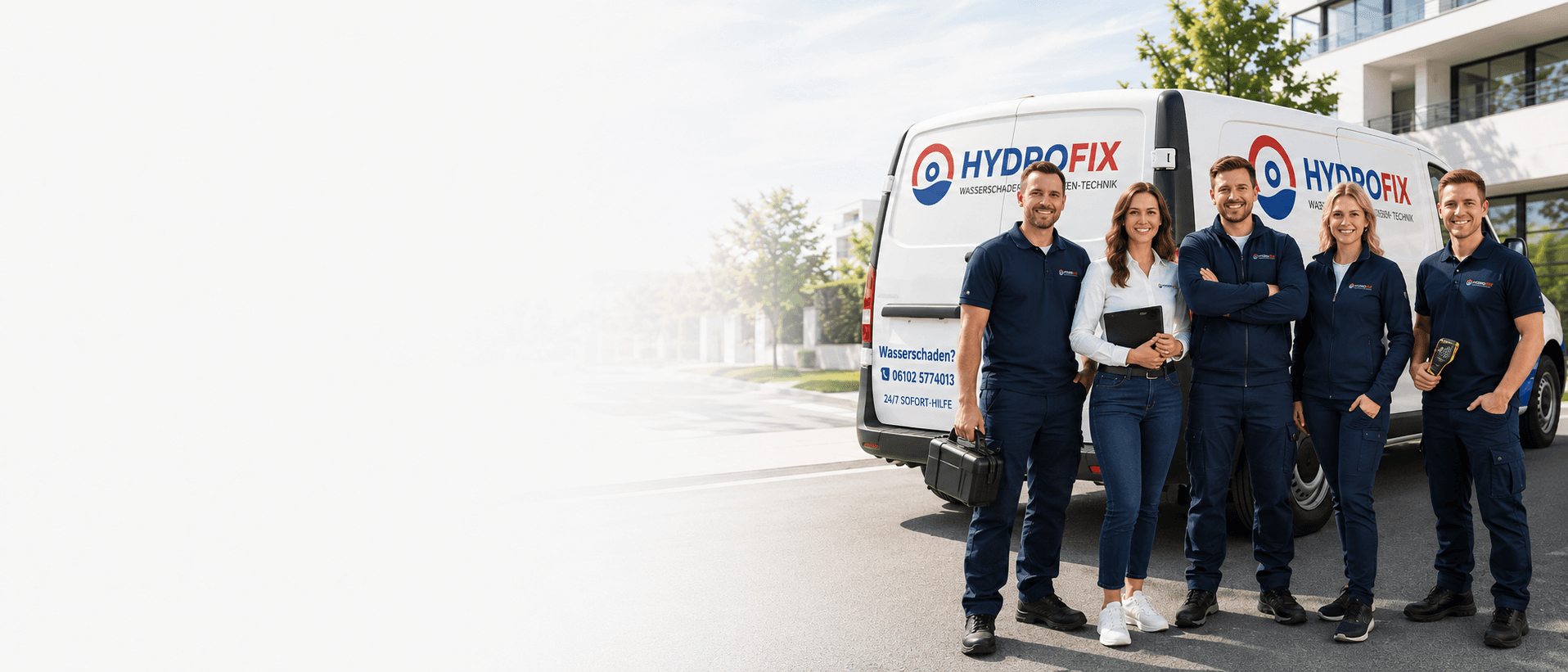 Hydrofix Team und Servicefahrzeug